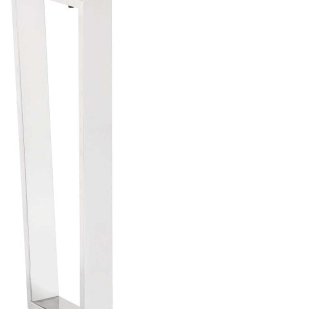 47" White and Silver Faux Marble and Stainless Steel Sled Console Table HomeRoots