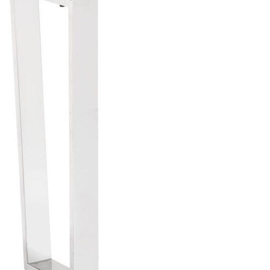 47" White and Silver Faux Marble and Stainless Steel Sled Console Table HomeRoots