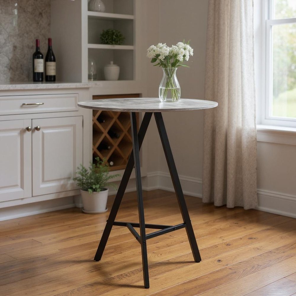 32" Gray and Black Rounded Steel Bar Table HomeRoots