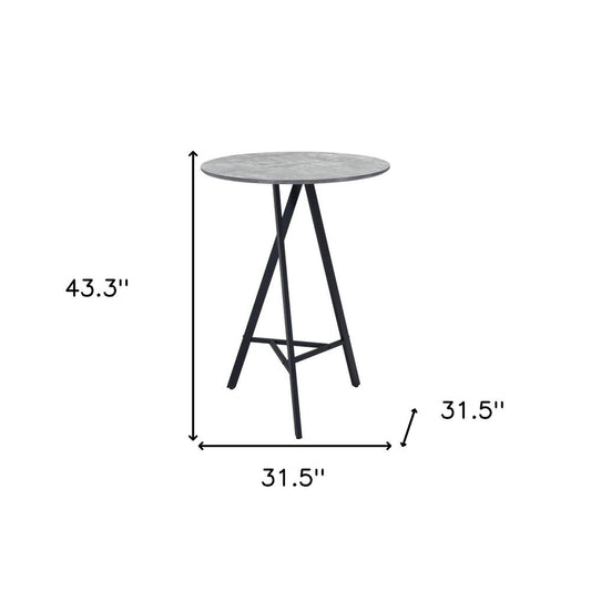 32" Gray and Black Rounded Steel Bar Table HomeRoots