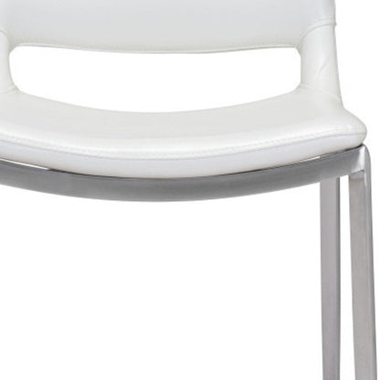 Set of Two 25" White And Silver Faux Leather And Steel Low Back Counter Height Bar Chairs HomeRoots