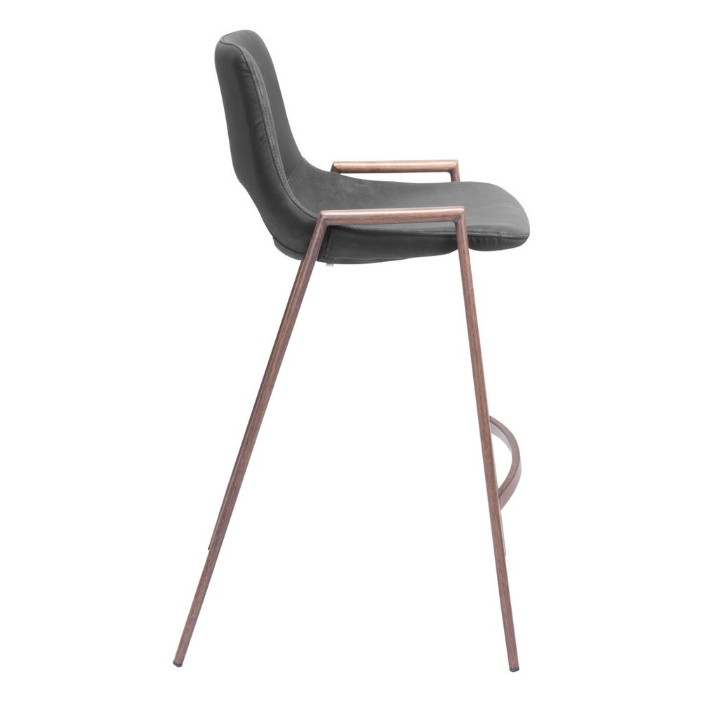 Set of Two 26" Black And Brown Faux Leather And Steel Low Back Counter Height Bar Chairs HomeRoots