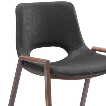 Set of Two 26" Black And Brown Faux Leather And Steel Low Back Counter Height Bar Chairs HomeRoots