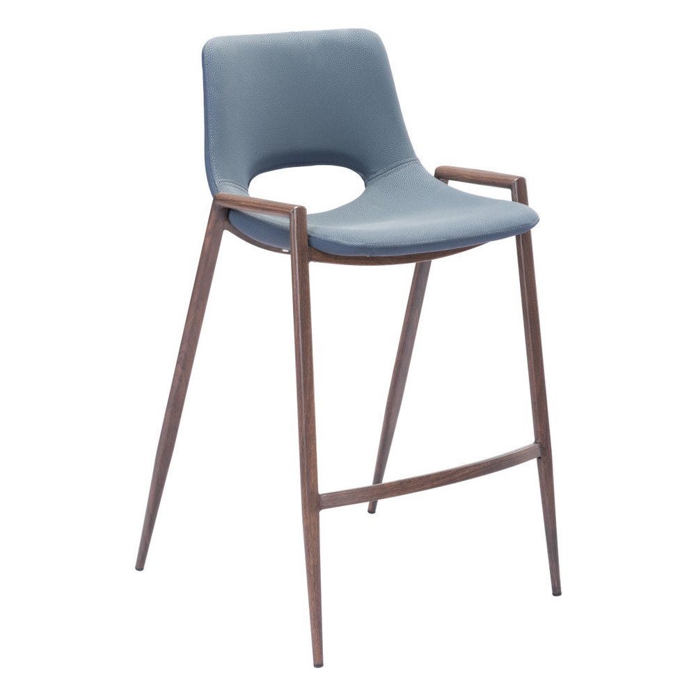 Set of Two 26" Gray And Brown Faux Leather And Steel Low Back Counter Height Bar Chairs HomeRoots