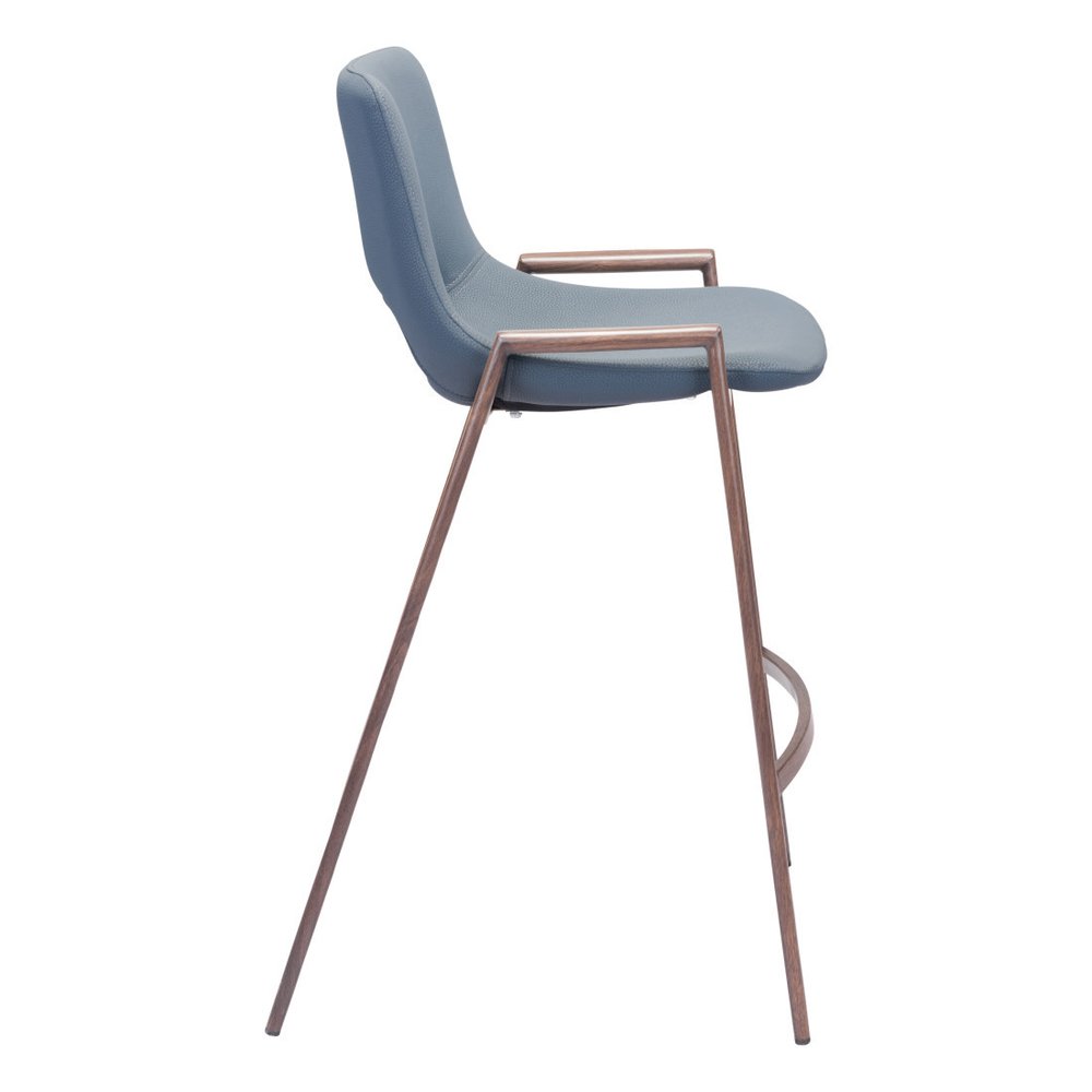 Set of Two 26" Gray And Brown Faux Leather And Steel Low Back Counter Height Bar Chairs HomeRoots