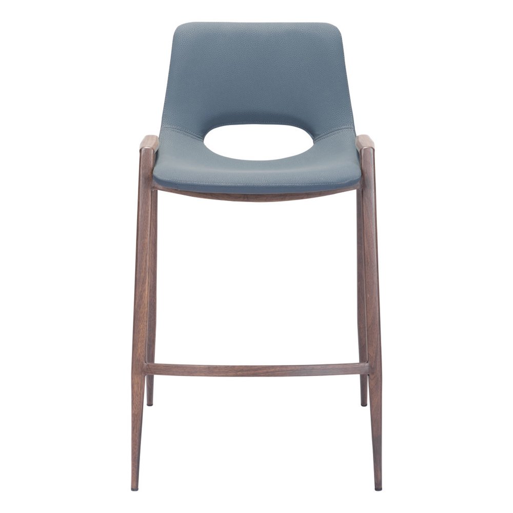 Set of Two 26" Gray And Brown Faux Leather And Steel Low Back Counter Height Bar Chairs HomeRoots