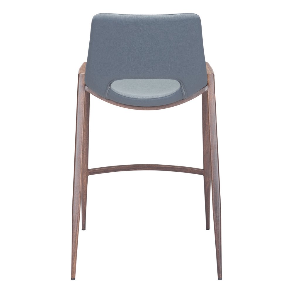 Set of Two 26" Gray And Brown Faux Leather And Steel Low Back Counter Height Bar Chairs HomeRoots