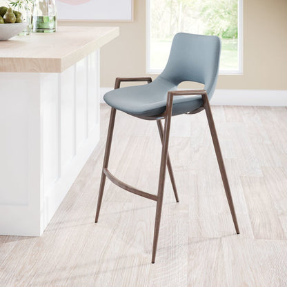 Set of Two 26" Gray And Brown Faux Leather And Steel Low Back Counter Height Bar Chairs HomeRoots