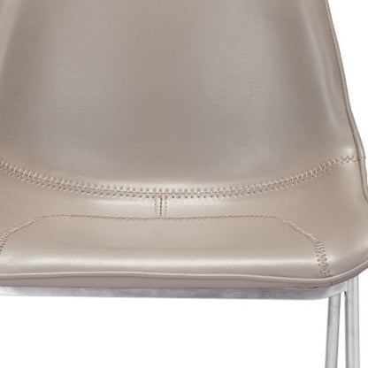 Set of Two 26" Gray And Silver Faux Leather And Steel Low Back Counter Height Bar Chairs HomeRoots