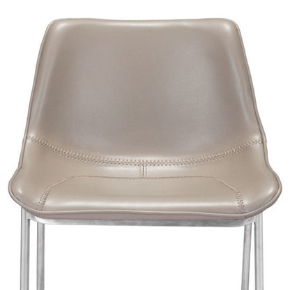 Set of Two 26" Gray And Silver Faux Leather And Steel Low Back Counter Height Bar Chairs HomeRoots