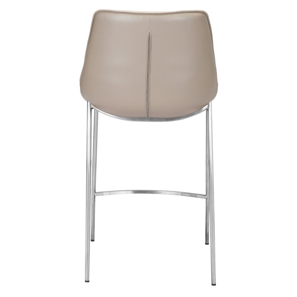 Set of Two 26" Gray And Silver Faux Leather And Steel Low Back Counter Height Bar Chairs HomeRoots
