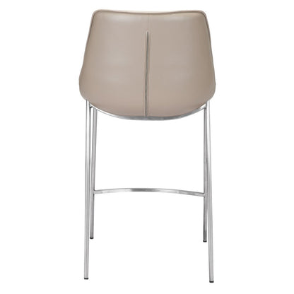 Set of Two 26" Gray And Silver Faux Leather And Steel Low Back Counter Height Bar Chairs HomeRoots