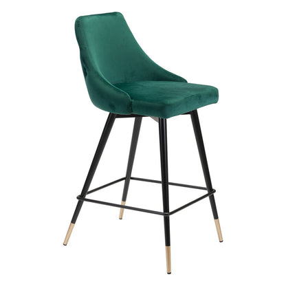 26" Green And Black Steel Low Back Counter Height Bar Chair