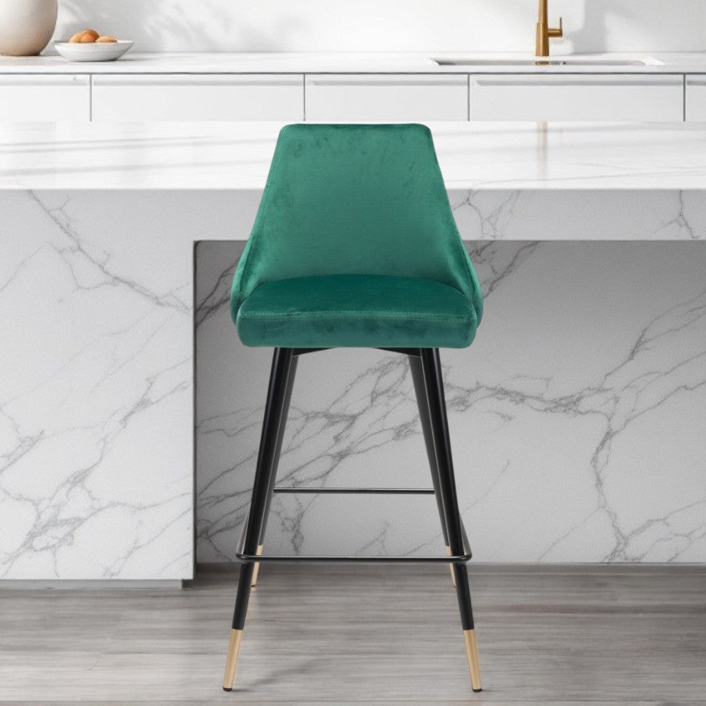 26" Green And Black Steel Low Back Counter Height Bar Chair