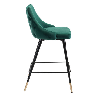 26" Green And Black Steel Low Back Counter Height Bar Chair