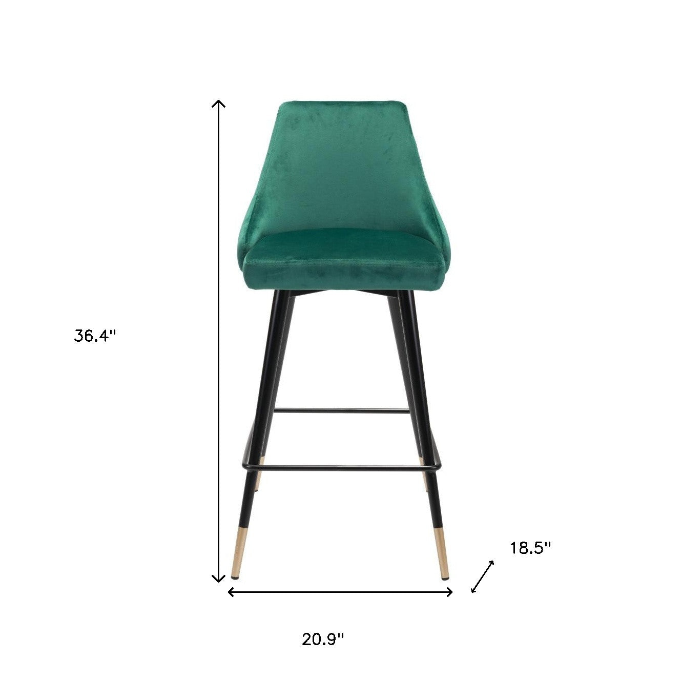 26" Green And Black Steel Low Back Counter Height Bar Chair