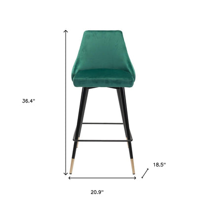 26" Green And Black Steel Low Back Counter Height Bar Chair