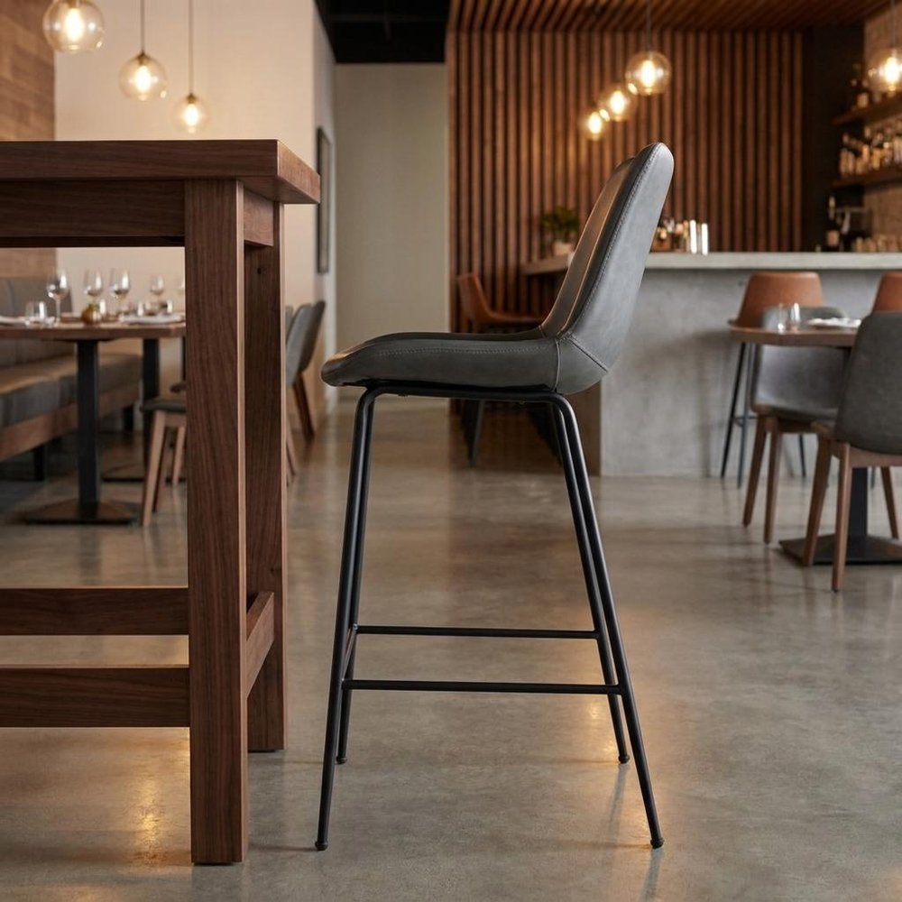 26" Gray And Black Steel Low Back Counter Height Bar Chair — view 13