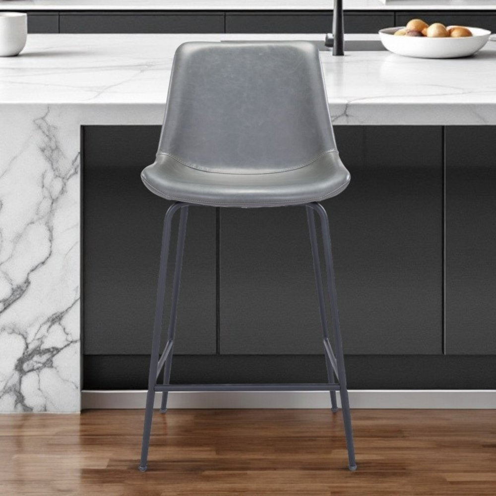 26" Gray And Black Steel Low Back Counter Height Bar Chair HomeRoots