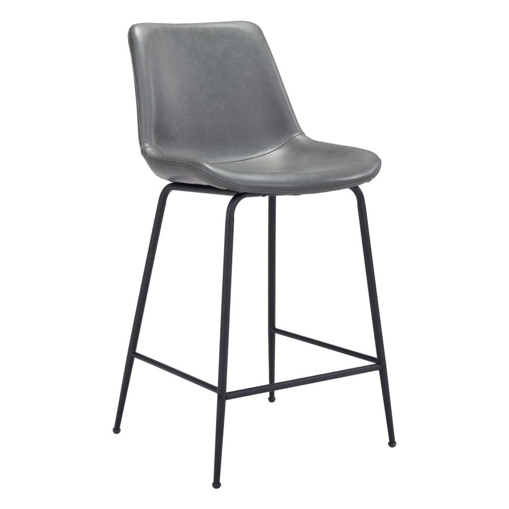 26" Gray And Black Steel Low Back Counter Height Bar Chair HomeRoots