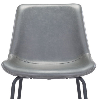 26" Gray And Black Steel Low Back Counter Height Bar Chair HomeRoots