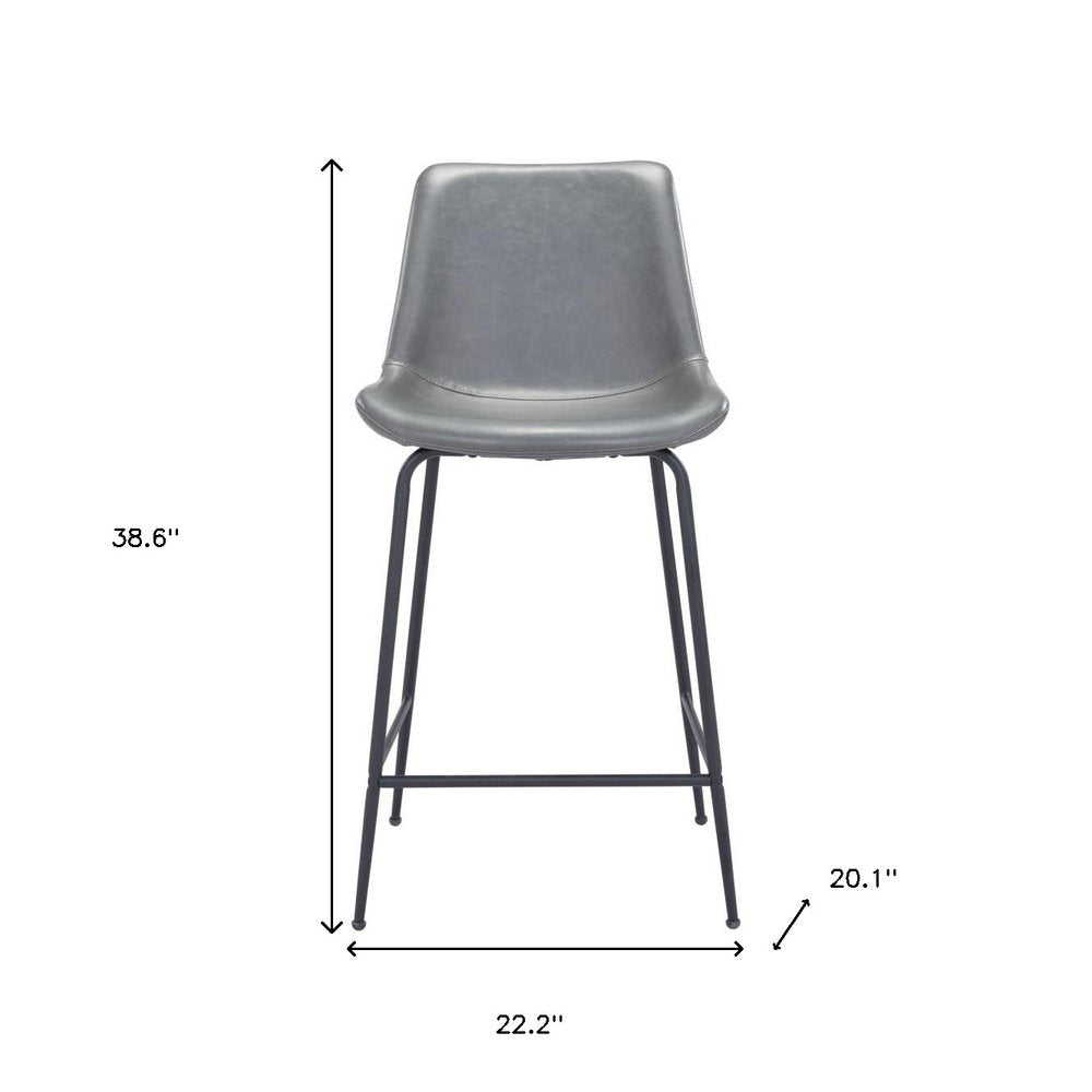 26" Gray And Black Steel Low Back Counter Height Bar Chair HomeRoots