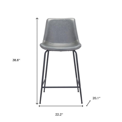 26" Gray And Black Steel Low Back Counter Height Bar Chair HomeRoots