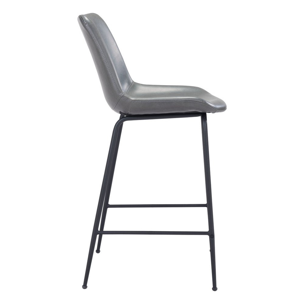 26" Gray And Black Steel Low Back Counter Height Bar Chair HomeRoots