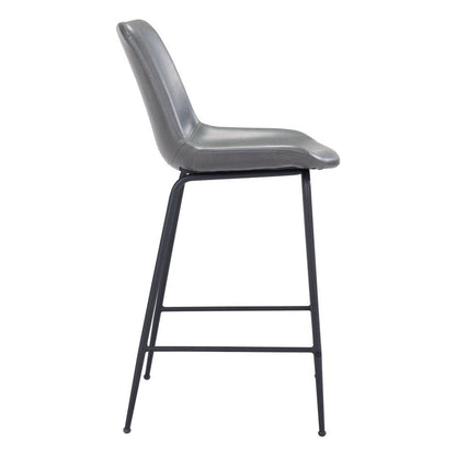 26" Gray And Black Steel Low Back Counter Height Bar Chair HomeRoots