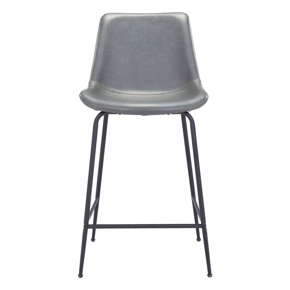 26" Gray And Black Steel Low Back Counter Height Bar Chair HomeRoots