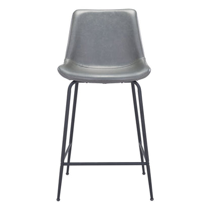 26" Gray And Black Steel Low Back Counter Height Bar Chair HomeRoots