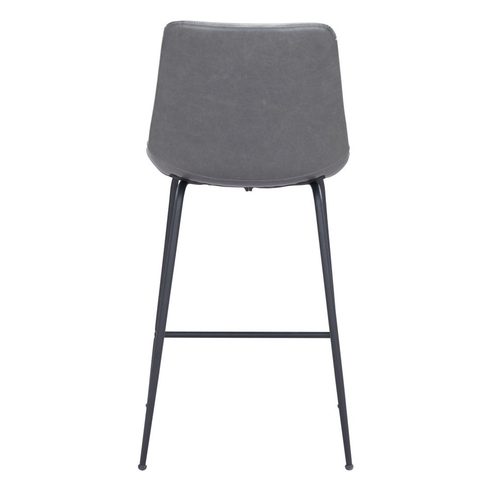 26" Gray And Black Steel Low Back Counter Height Bar Chair HomeRoots