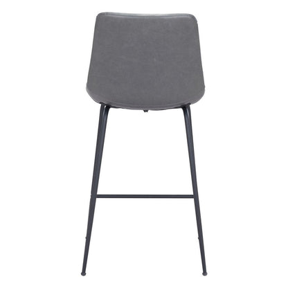 26" Gray And Black Steel Low Back Counter Height Bar Chair HomeRoots