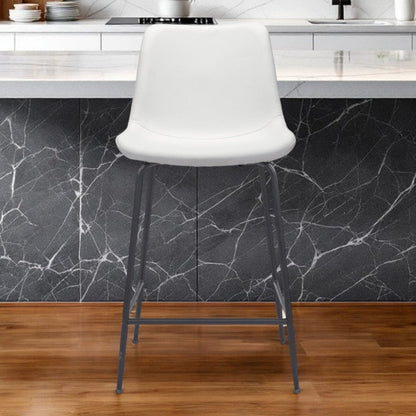26" White And Black Steel Low Back Counter Height Bar Chair HomeRoots