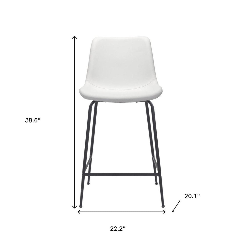 26" White And Black Faux Leather And Steel Low Back Counter Height Bar Chair HomeRoots