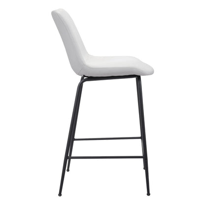 26" White And Black Faux Leather And Steel Low Back Counter Height Bar Chair HomeRoots