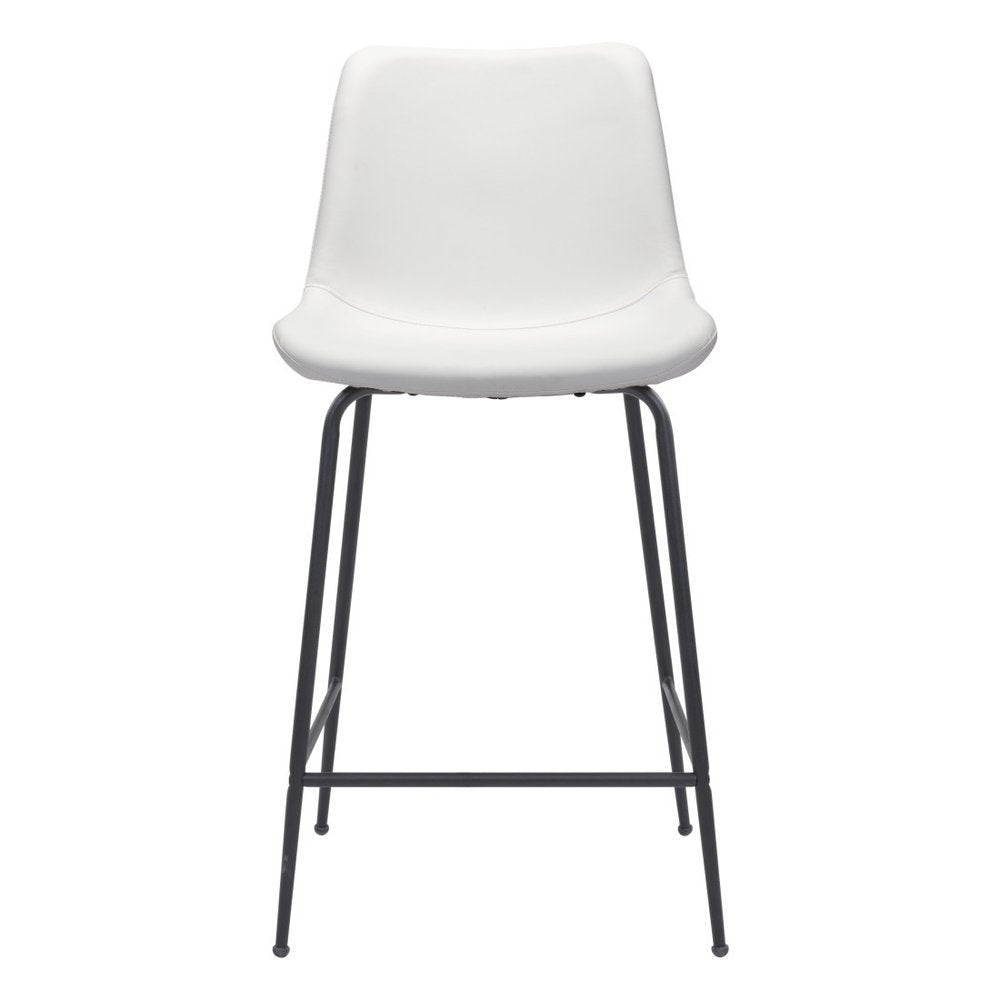 26" White And Black Faux Leather And Steel Low Back Counter Height Bar Chair HomeRoots
