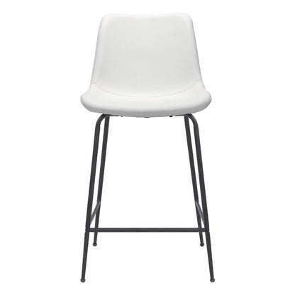 26" White And Black Faux Leather And Steel Low Back Counter Height Bar Chair HomeRoots