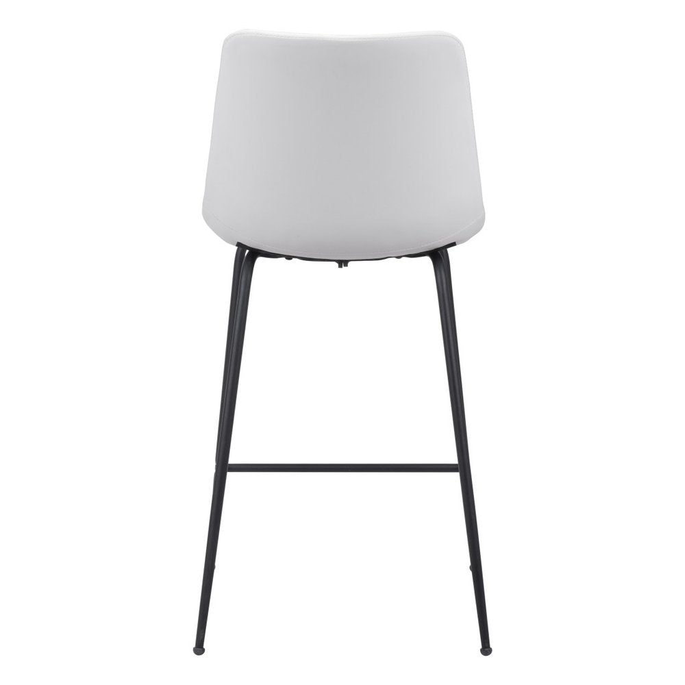 26" White And Black Faux Leather And Steel Low Back Counter Height Bar Chair HomeRoots