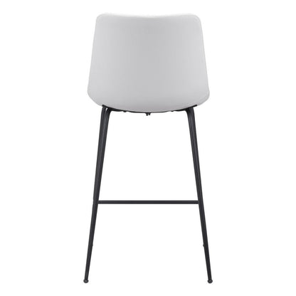 26" White And Black Faux Leather And Steel Low Back Counter Height Bar Chair HomeRoots