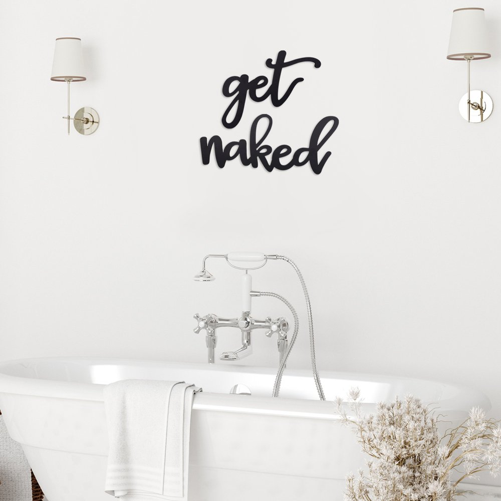 Black Metal Get Naked Wall Sign — view 3