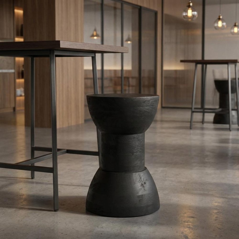 19" Black Solid Wood Backless Bar Chair — view 8