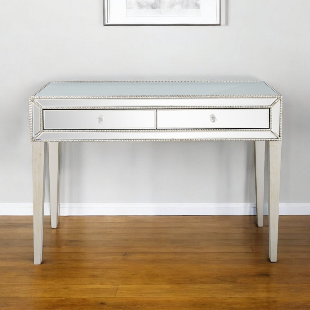 48" Silver Mirrored Glass Console Table HomeRoots
