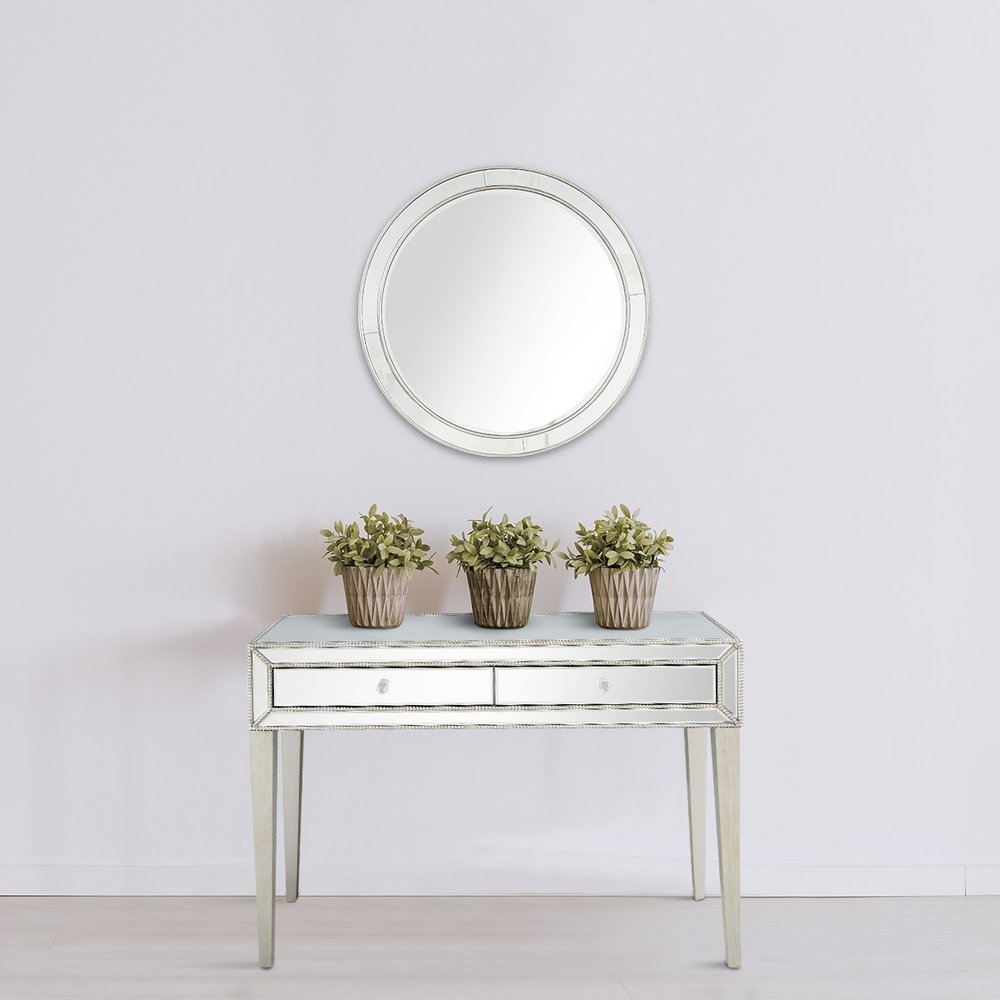 48" Silver Mirrored Glass Console Table HomeRoots