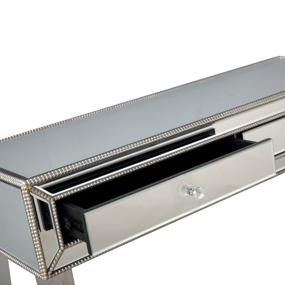 48" Silver Mirrored Glass Console Table HomeRoots