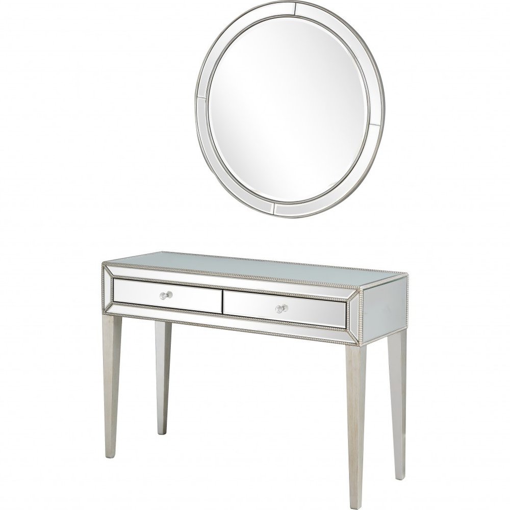 48" Silver Mirrored Glass Console Table HomeRoots