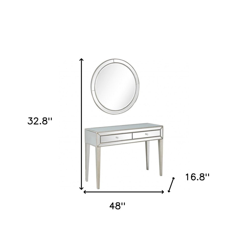 48" Silver Mirrored Glass Console Table HomeRoots