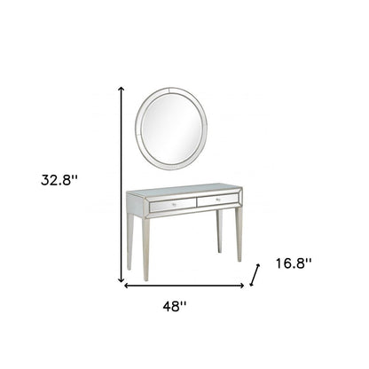 48" Silver Mirrored Glass Console Table HomeRoots