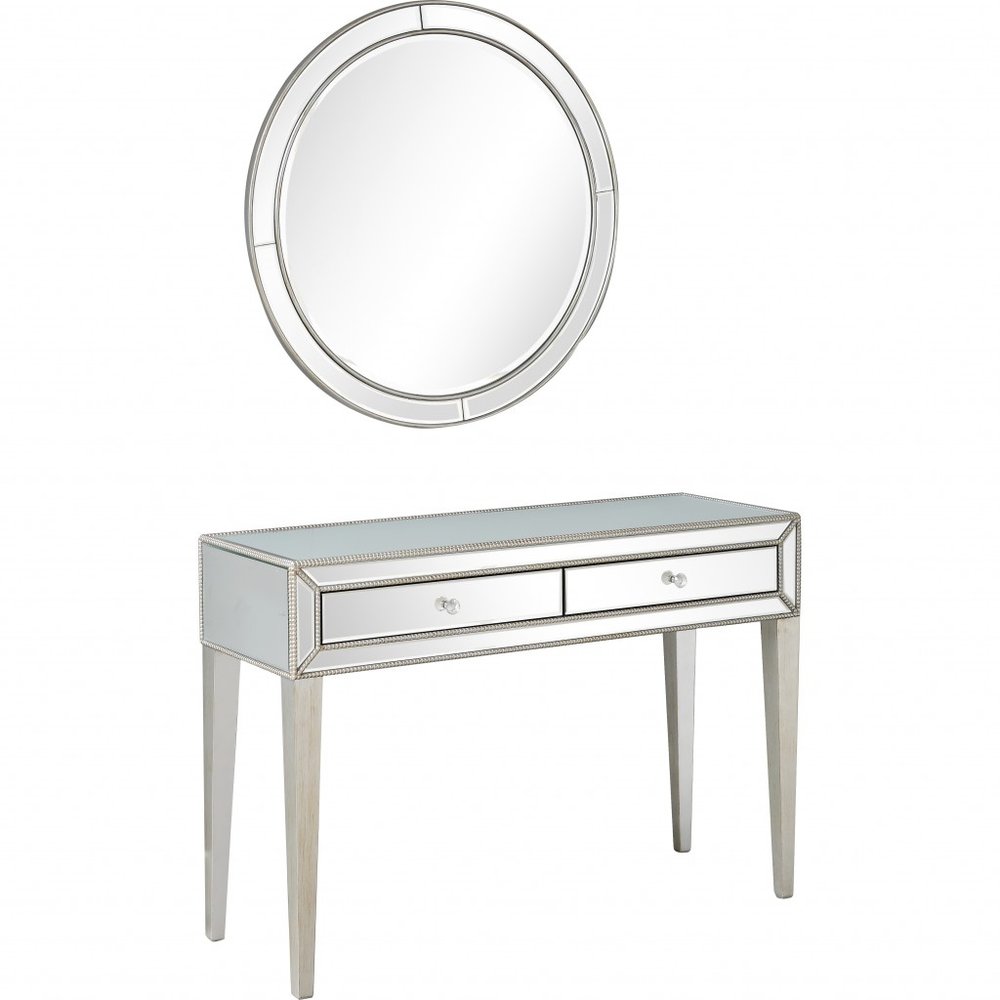 48" Silver Mirrored Glass Console Table HomeRoots