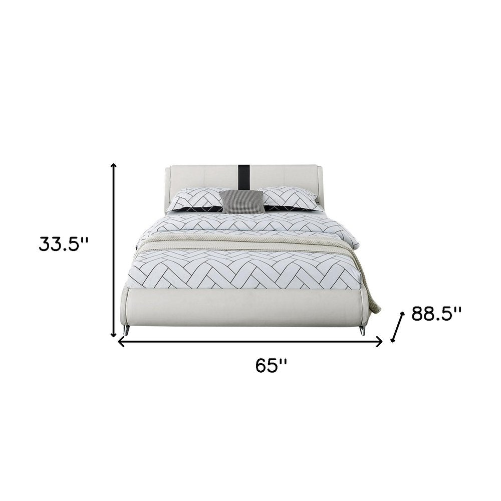 White Faux Leather Queen Bed Frame HomeRoots